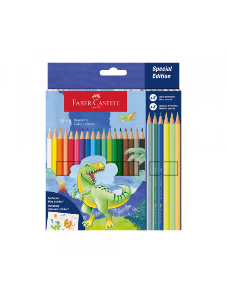 Drvene Bojice Faber Castell Dino Klasik 1/18 +3 met+3 neon + stiker... Drvene Bojice Faber Castell Dino Klasik 1/18 +3 met+3 neon + stiker...