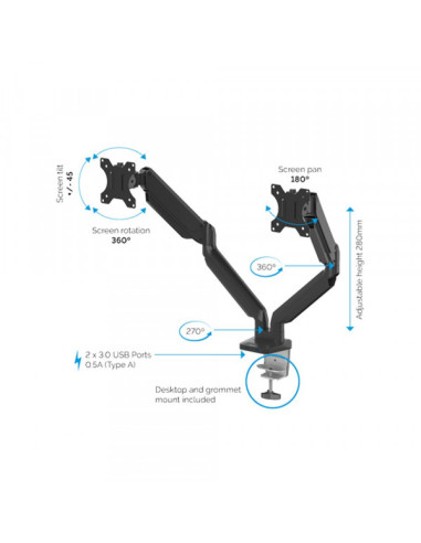 Nosač monitora Fellowes Platinum series dual 8056501 sivi