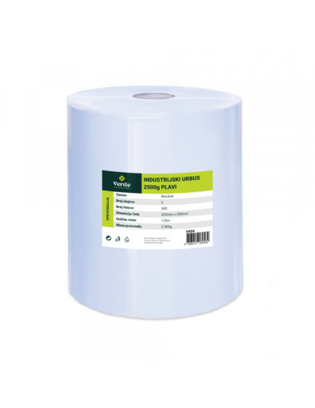 Ubrus industrijski VERDE Pro, 2500g, 500 list. 35x32,5mm, plavi