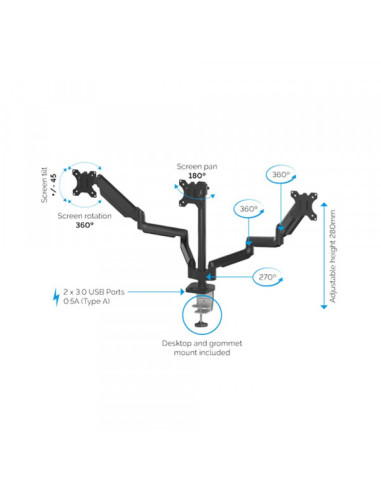 Nosač Monitora Fellowes Platinum Series trostruki 8042601 crni