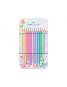 Drvene bojice Faber Castell Grip Sparkle pastel metalna kutija 1/12...