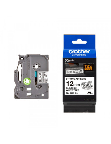 TZeS-231 Jako lepljiva traka crna na belo 12mm