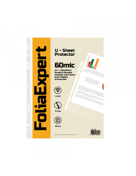 U folija 60 mic 1/100 FOLIAEXPERT A4+ kristal 235x305mm U folija 60 mic 1/100 FOLIAEXPERT A4+ kristal 235x305mm
