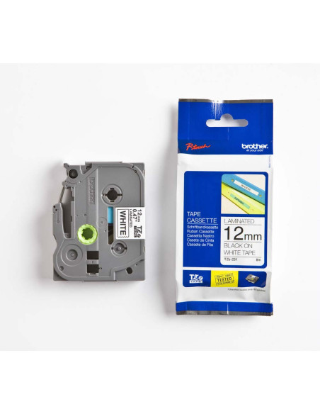 TZe-231 crna na belo 12mm TZe-231 crna na belo 12mm