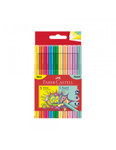 Flomaster Faber Castell Grip Neon 1/5 + Pastel 1/5 155312