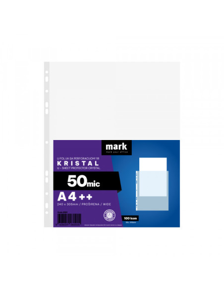 U folija 50 mic 1/100 MARK A4++ kristal 240x305mm U folija 50 mic 1/100 MARK A4++ kristal 240x305mm