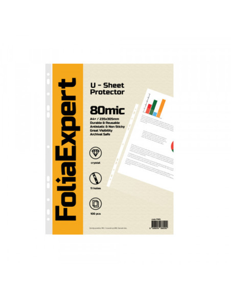 U folija 80 mic 1/100 FOLIAEXPERT A4+ kristal 235x305mm U folija 80 mic 1/100 FOLIAEXPERT A4+ kristal 235x305mm