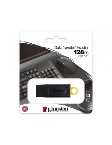 Flash USB 128GB Kingston 3.2 DT Exodia žuto crni