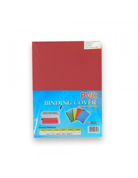 Folija za koričenje PVC A4 180 mic. crvena Folija za koričenje PVC A4 180 mic. crvena