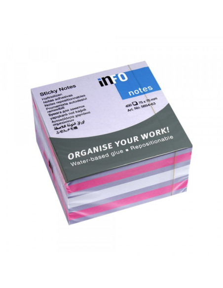 Kocka samolepljivi listići INFO NOTES 450 lis, 75x75 violet mix 56...