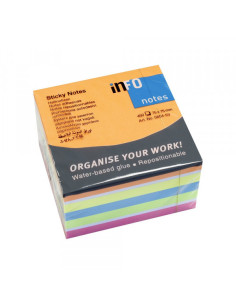 Kocka samolepljivi listići INFO NOTES 450 lis, 75x75 brilliant mix...