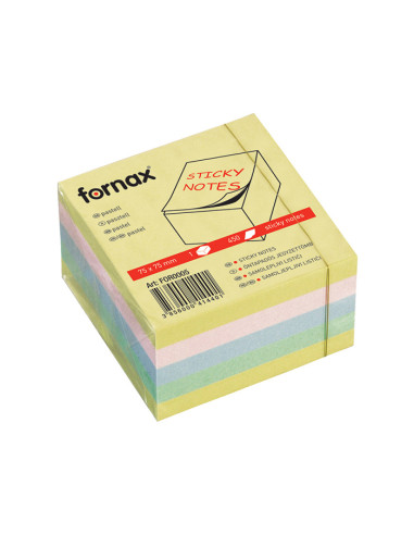 Kocka samolepljivi listići FORNAX 450 lis, 75x75 PASTEL 414401