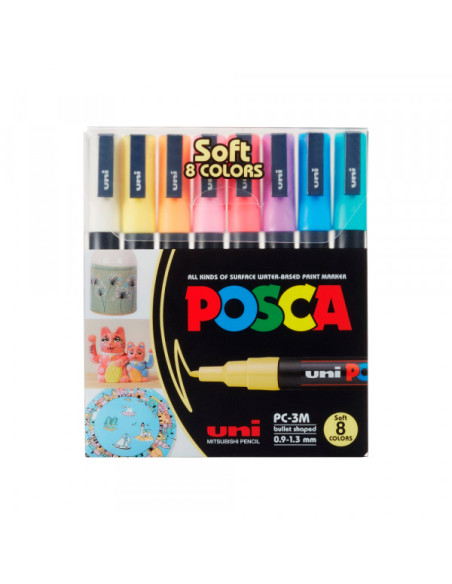 Marker Uni SET PC-3M POSCA /0.9-1,3mm 8 KOM PASTELNE BOJE Marker Uni SET PC-3M POSCA /0.9-1,3mm 8 KOM PASTELNE BOJE