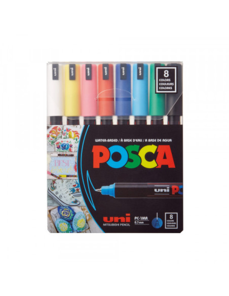 Marker Uni SET PC-1MR POSCA /0.7mm 8 KOM osnovne boje Marker Uni SET PC-1MR POSCA /0.7mm 8 KOM osnovne boje