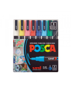 Marker Uni SET PC-3M POSCA /0.9-1,3mm 8 KOM osnovne boje