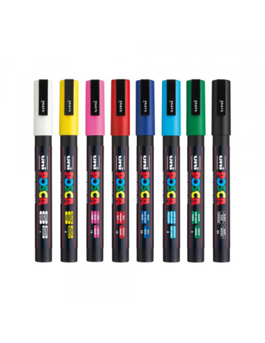 Marker Uni SET PC-3M POSCA /0.9-1,3mm 8 KOM osnovne boje