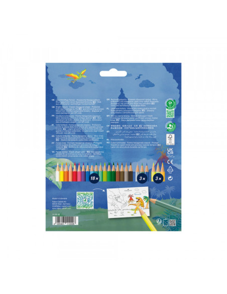Drvene Bojice Faber Castell Dino Klasik 1/18+3 met+3 neon + stikeri...